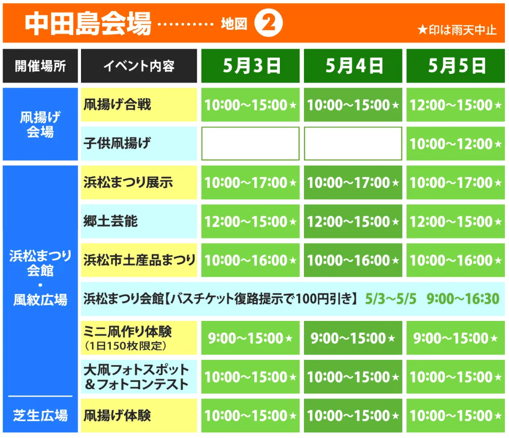 中田島会場イベントスケジュール