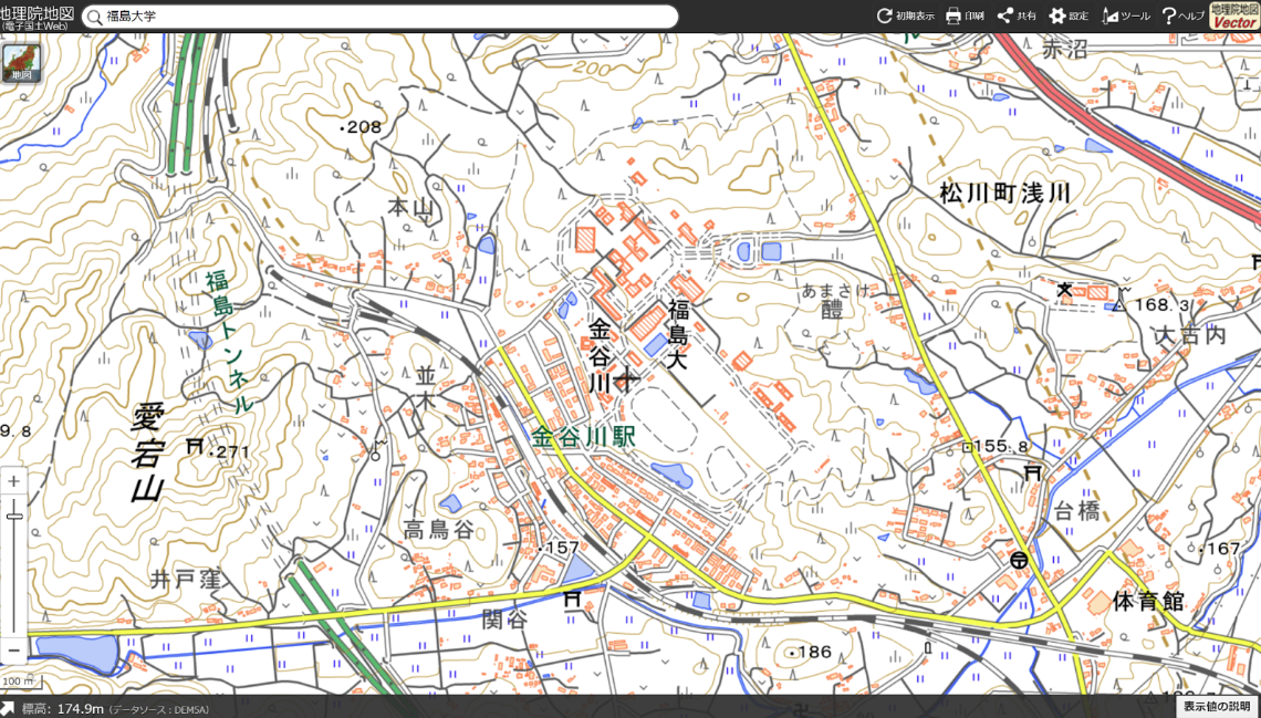 福島大学周辺